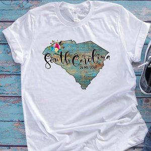 New District South Carolina In My Soul L Large White Graphic Tee T-shirt